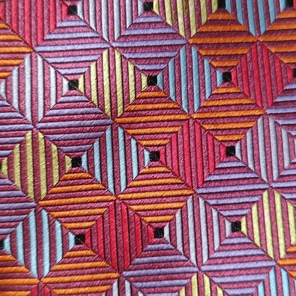 OLEG CASSINI Multi Colored Diamond Shape Design Silk Tie 4